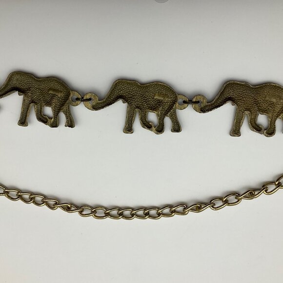 Vintage Medium-Large Adjustable Belt or Necklace Elephant Chain Link Brass Boho - Picture 4 of 11